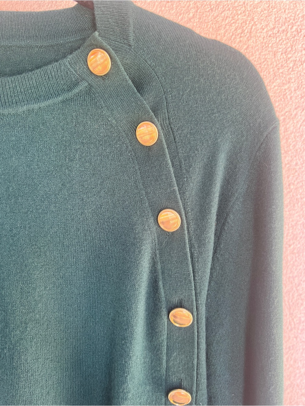 Ann Taylor| 💚Emerald Green Sweater with Decorative Gold Buttons - Picture 3 of 5